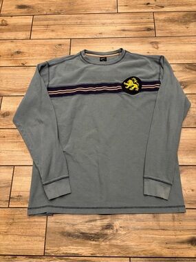 Decoded Streetwear Graphic Long Sleeve Shirt Blue Crewneck Lion Crest XL
